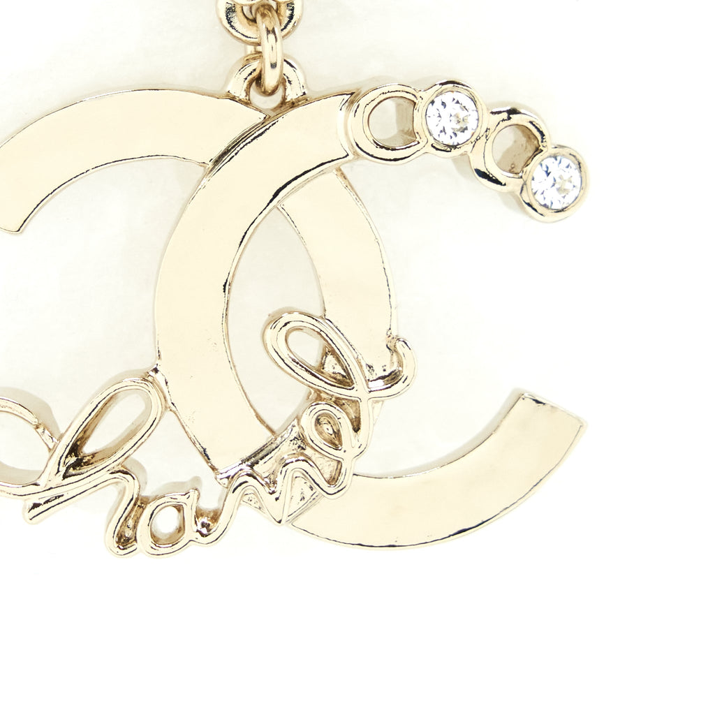 CHANEL 22P PEARL DROP AND CRYSTAL EARRING LGHW