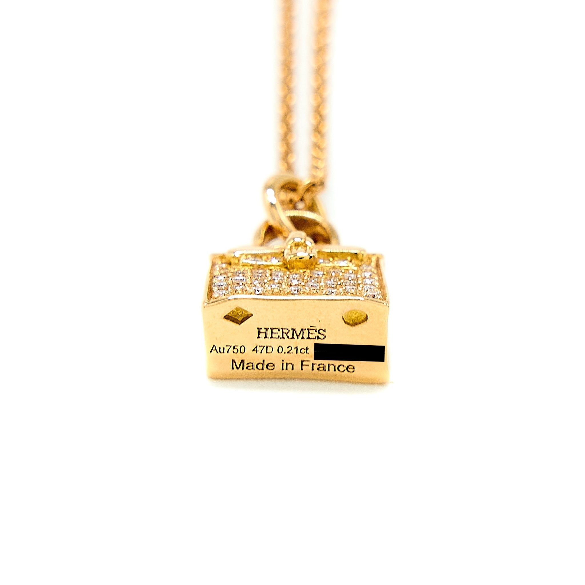 HERMES AMULETTE KELLY PENDANT ROSE GOLD WITH DIAMONDS (OLD VERSION)