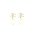 CHANEL CC AND HEART EARCLIPS LGHW