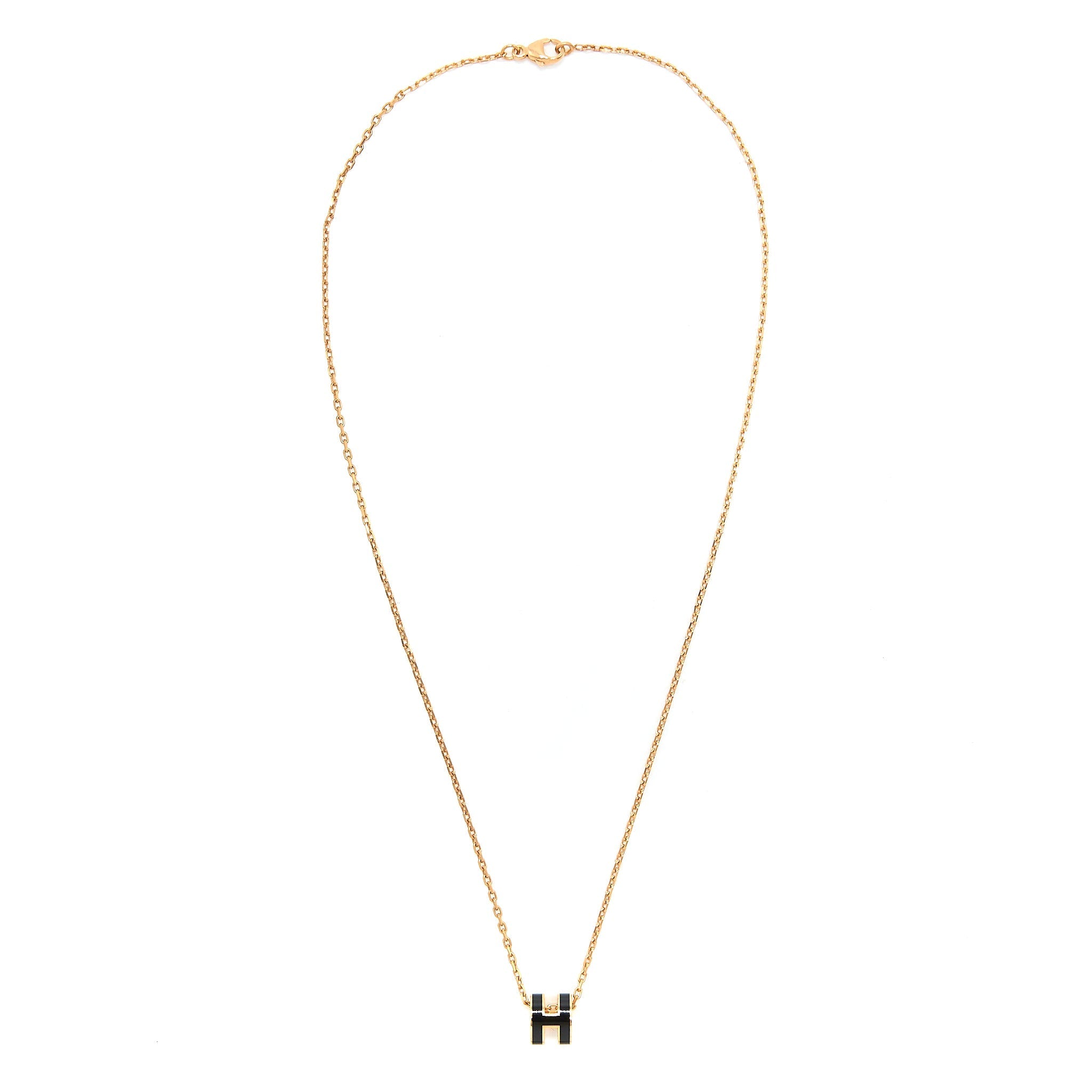 HERMES MINI POP H PENDENT BLACK ROSE GOLD TONE