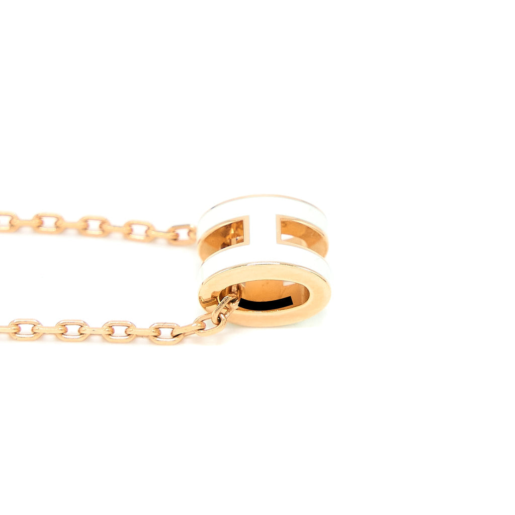 HERMES MINI POP H PENDANT VERT FIZZ ROSE GOLD TONE