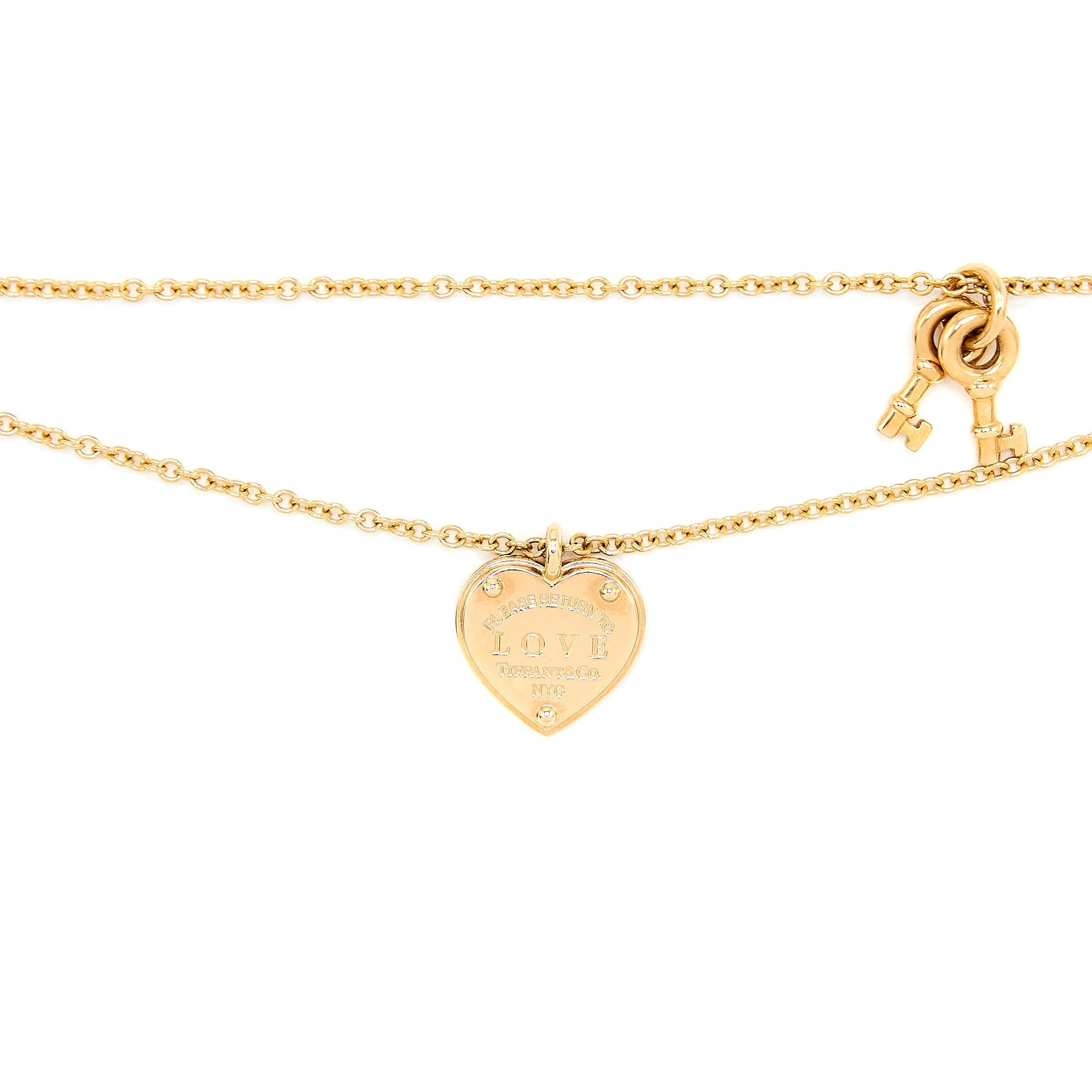 TIFFANY LOVE HEART TAG KEY BRACELET ROSE GOLD