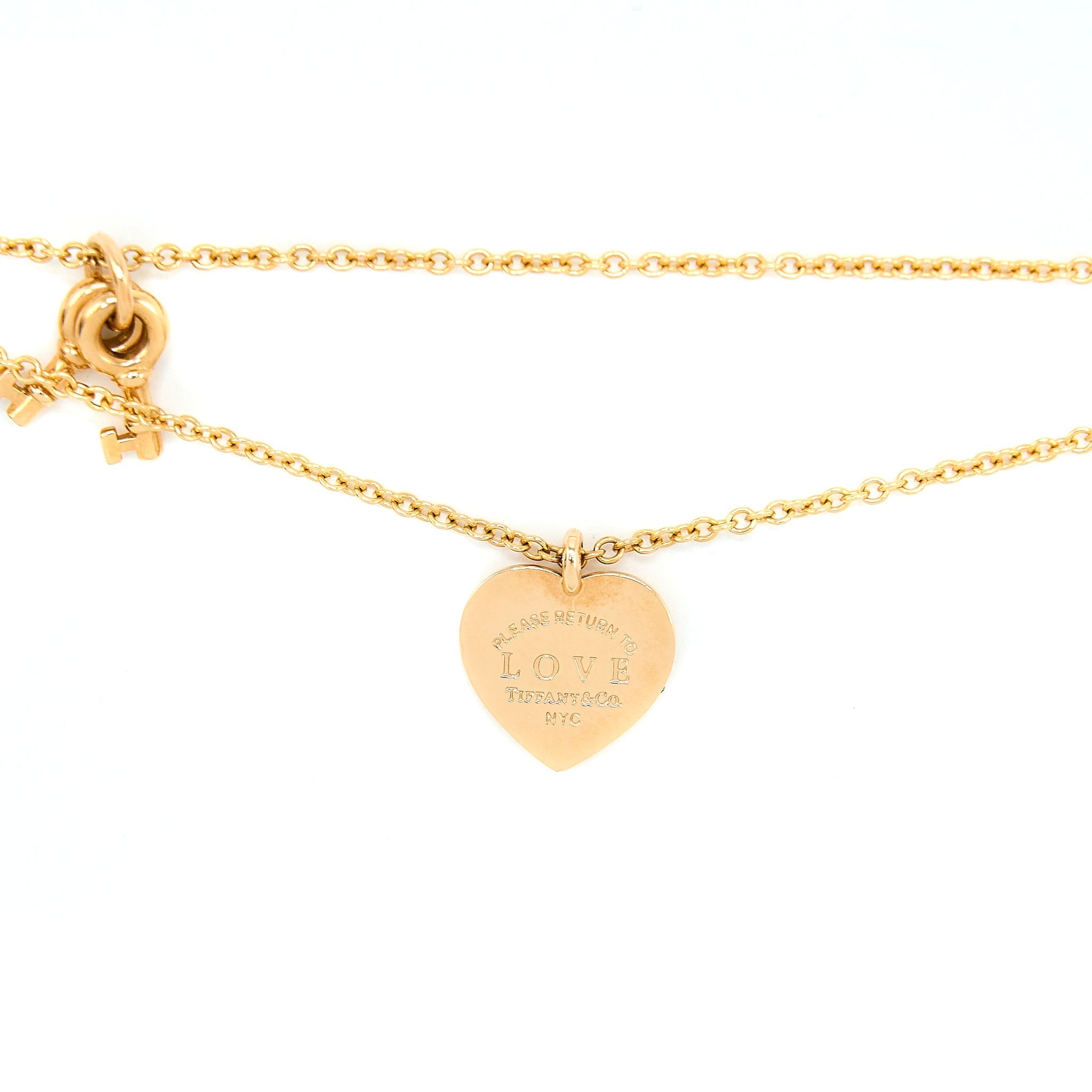 TIFFANY LOVE HEART TAG KEY BRACELET ROSE GOLD