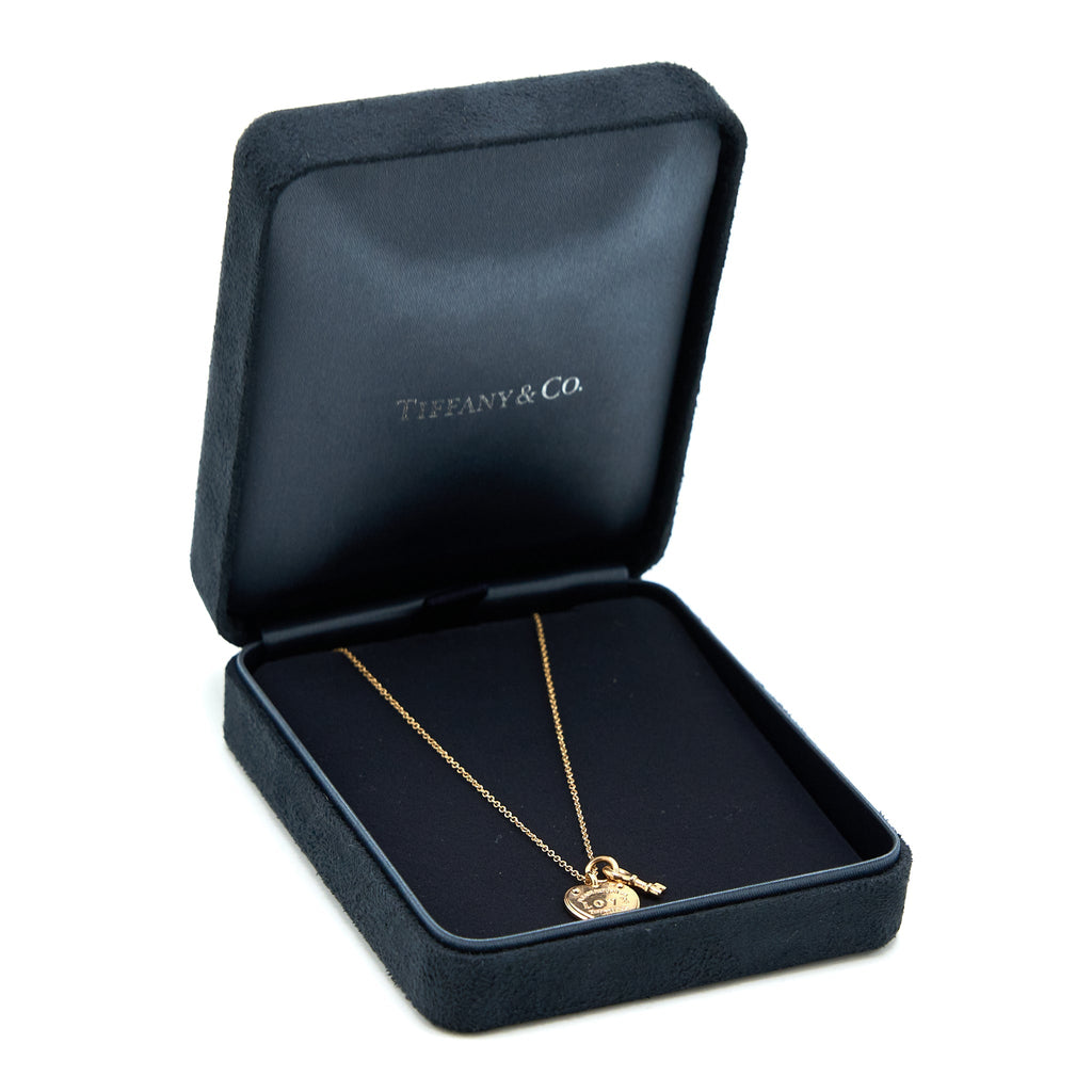 TIFFANY LOVE HEART TAG KEY PENDANT ROSE GOLD