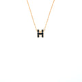 HERMES MINI POP H PENDANT BLACK ROSE GOLD TONE