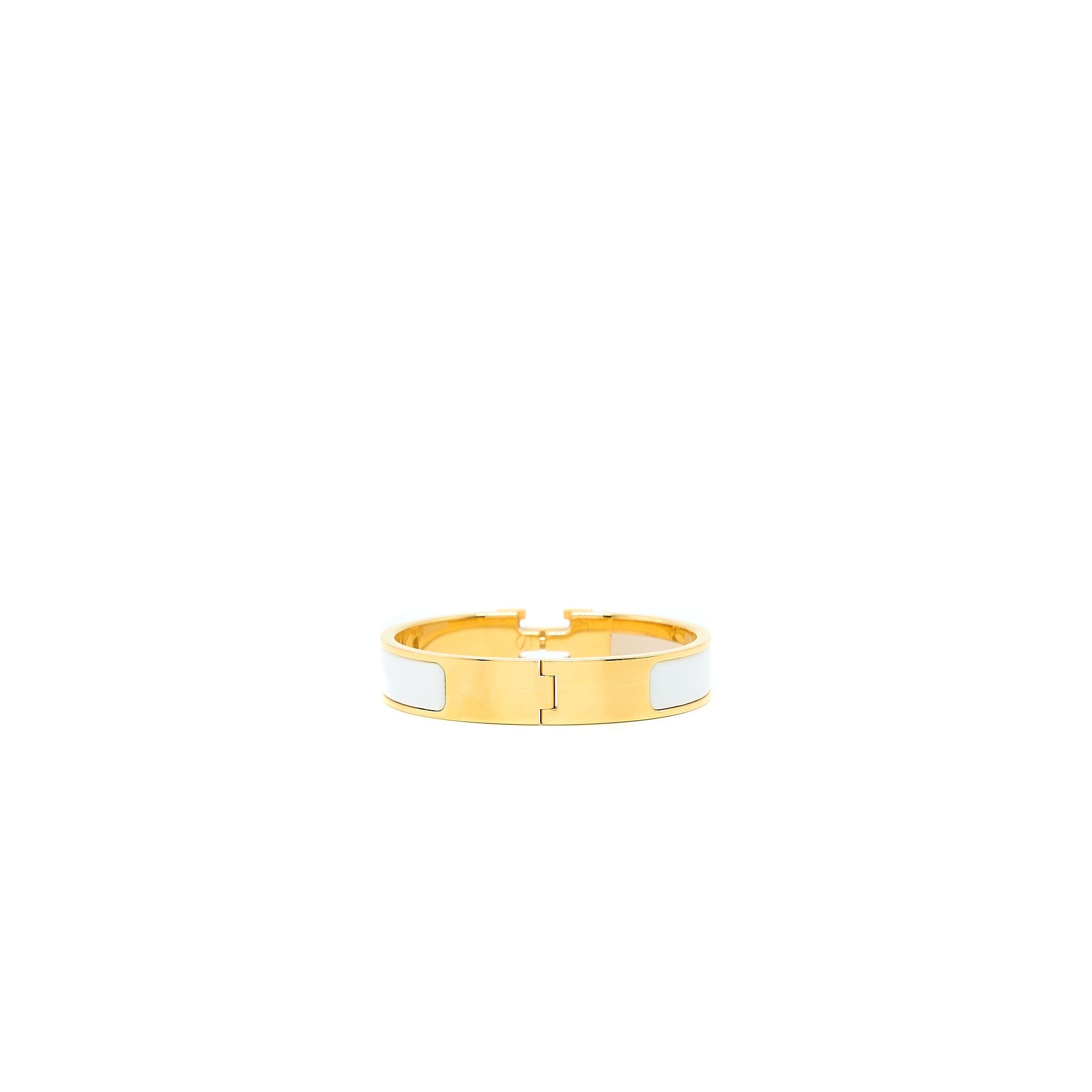 HERMES CLIC H BRACELET BLANC GOLD TONE