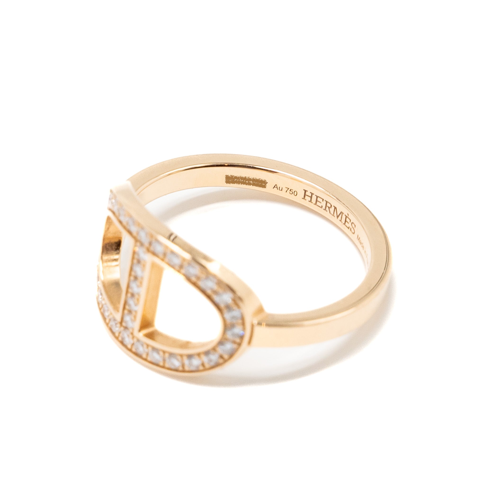 HERMES CHAINE D'ANCRE CONTOUR RING ROSE GOLD,DIAMONDS
