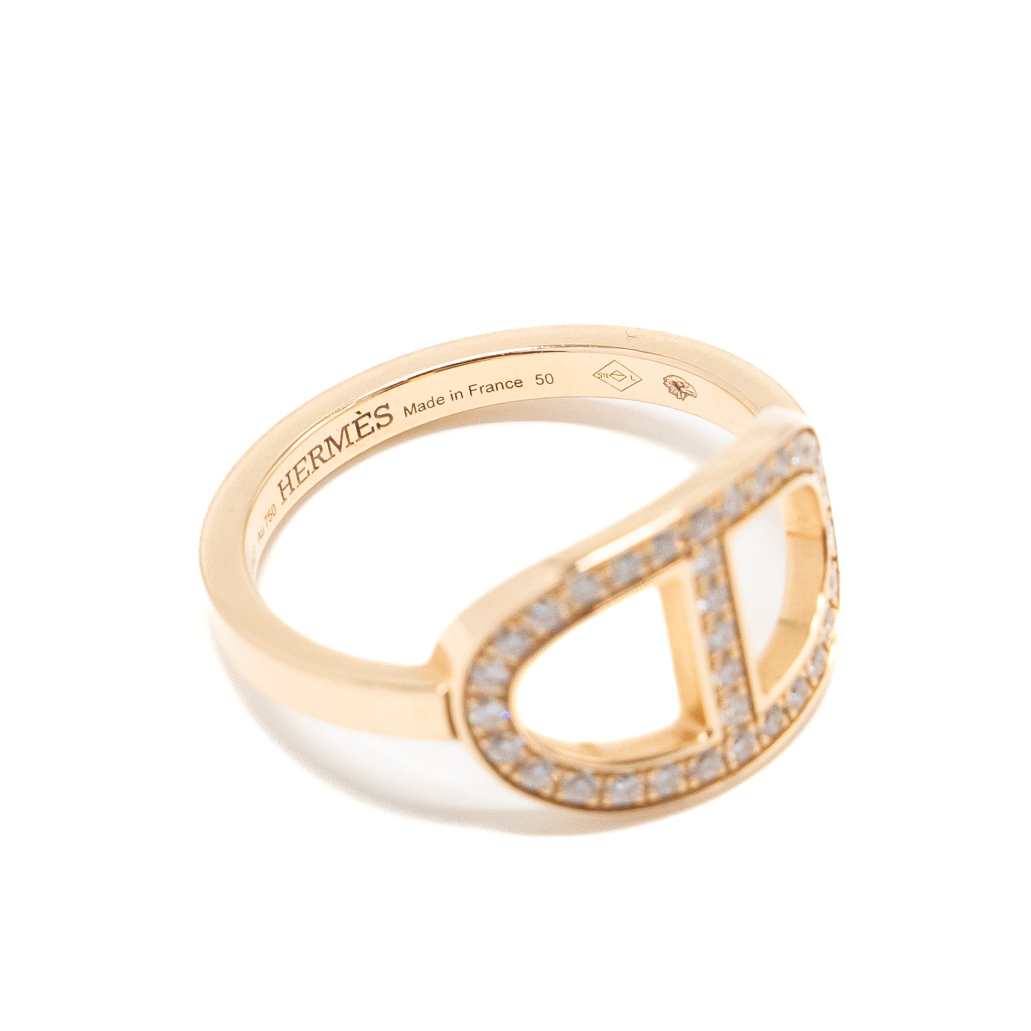 HERMES CHAINE D'ANCRE CONTOUR RING ROSE GOLD,DIAMONDS