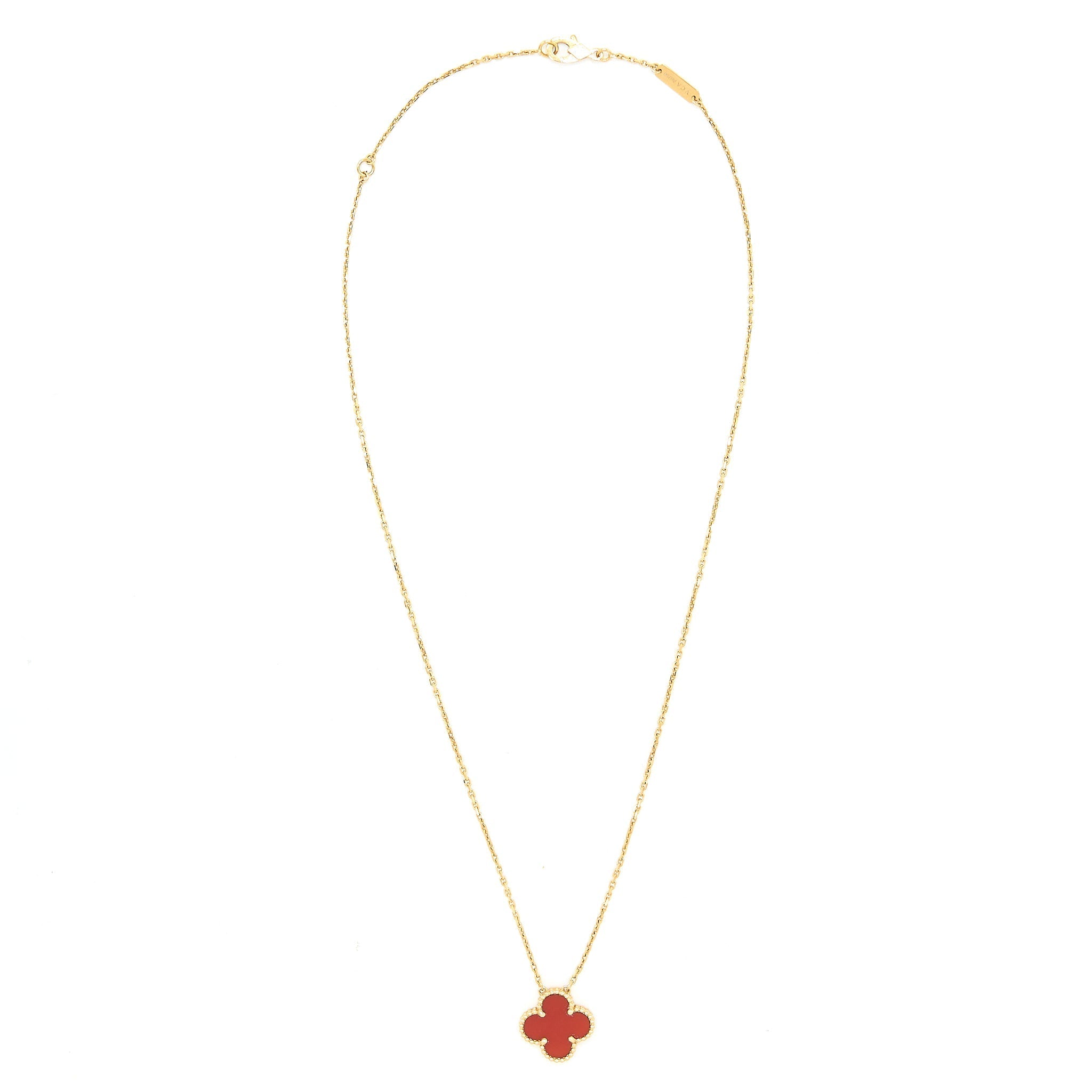 VAN CLEEF & ARPELS VINTAGE ALHAMBRA PENDANT CARNELLIAN YELLOW GOLD