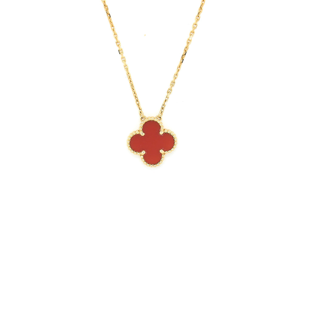 VAN CLEEF & ARPELS VINTAGE ALHAMBRA PENDANT CARNELLIAN YELLOW GOLD