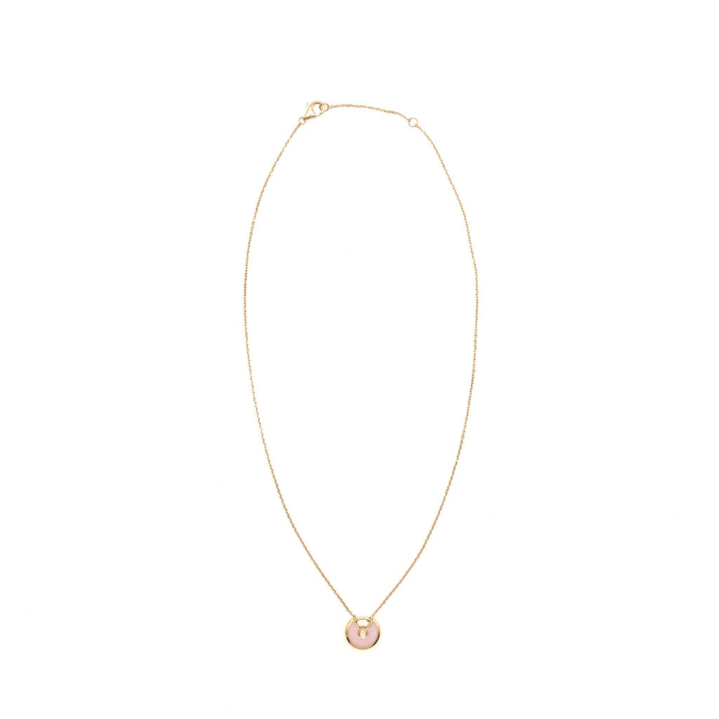 CARTIER AMULETTE DE CARTIER PINK OPAL WITH DIAMOND PINK-GOLD NECKLACE