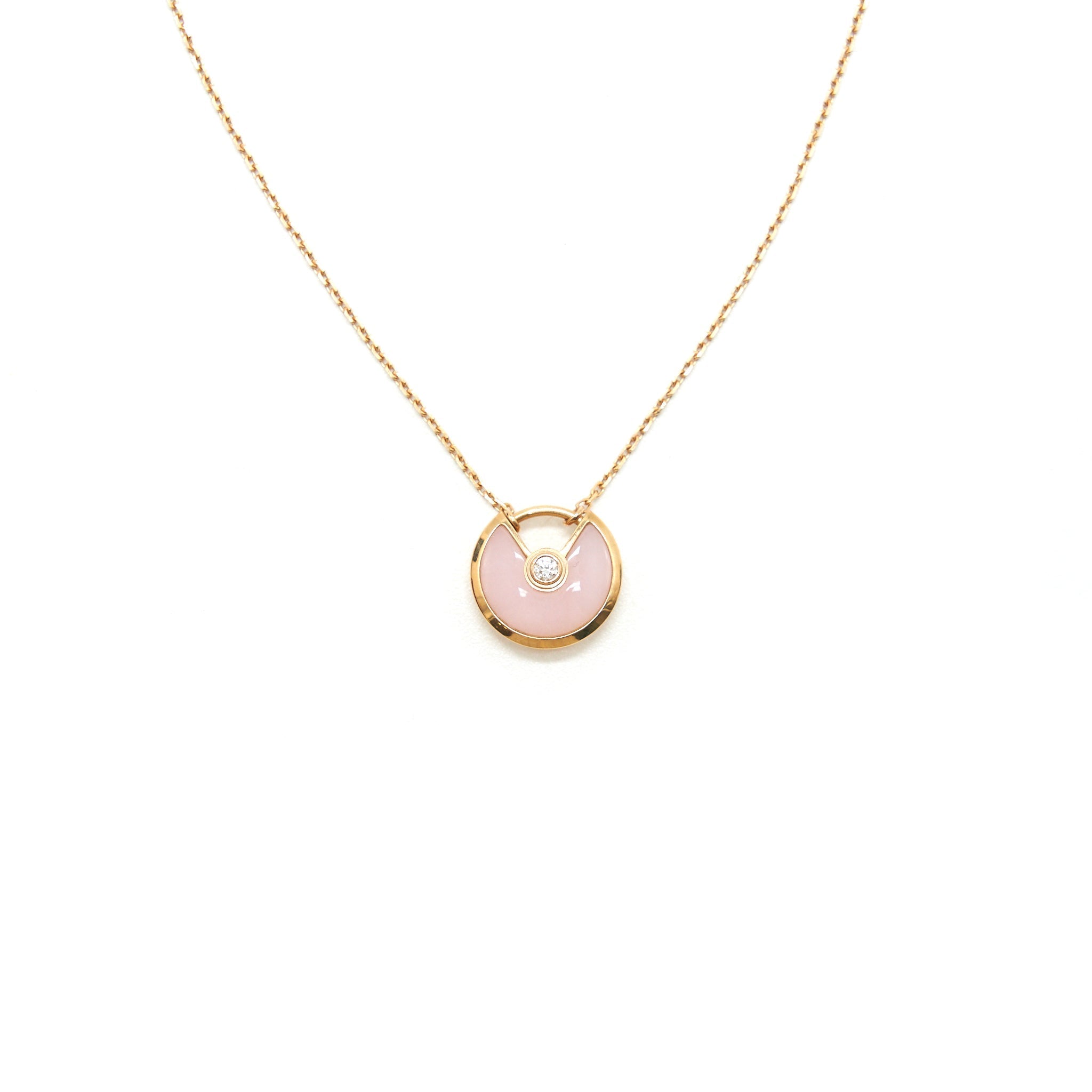 CARTIER AMULETTE DE CARTIER PINK OPAL WITH DIAMOND PINK-GOLD NECKLACE