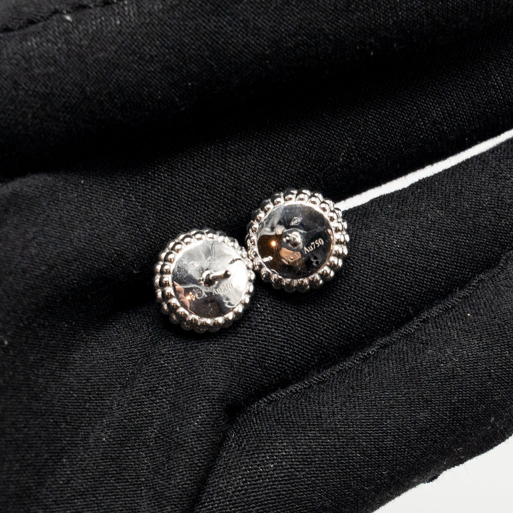 VAN CLEEF AND ARPELS PERLEE COULEURS EARRINGS 18K WHITE GOLD / TURQUOISE