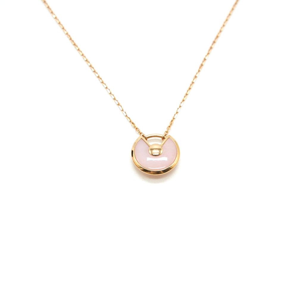 CARTIER AMULETTE DE CARTIER PINK OPAL WITH DIAMOND PINK-GOLD NECKLACE