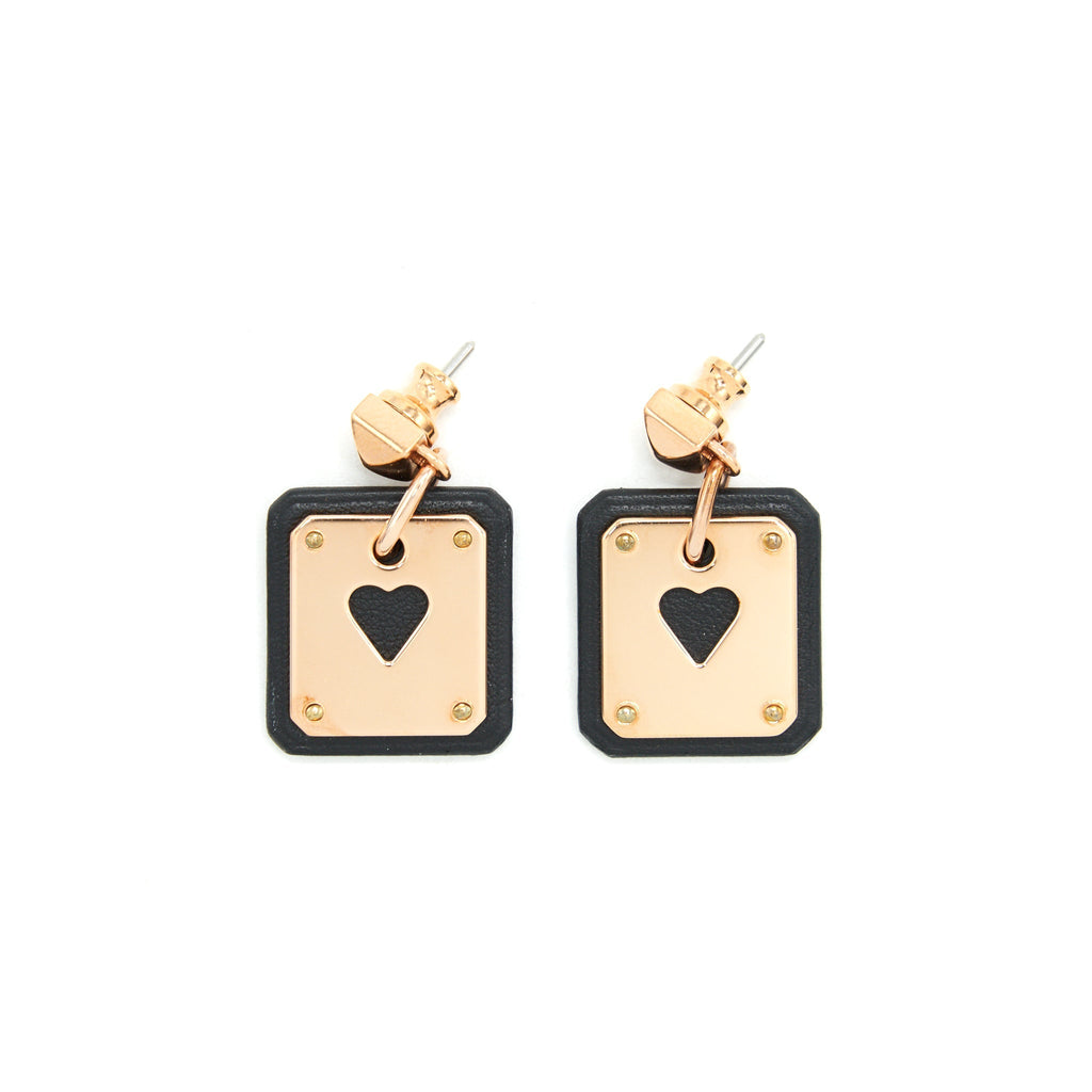 HERMES AS DE COEUR EARRINGS BLACK RGHW