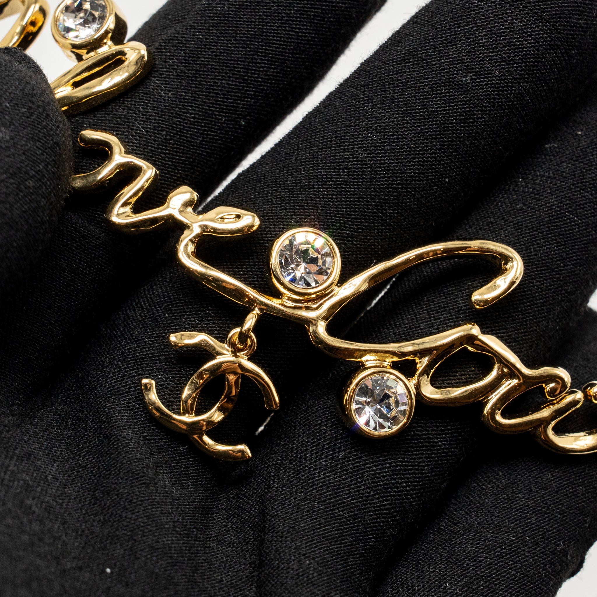 CHANEL I LOVE COCO LETTER CHOCKER GOLD TONE