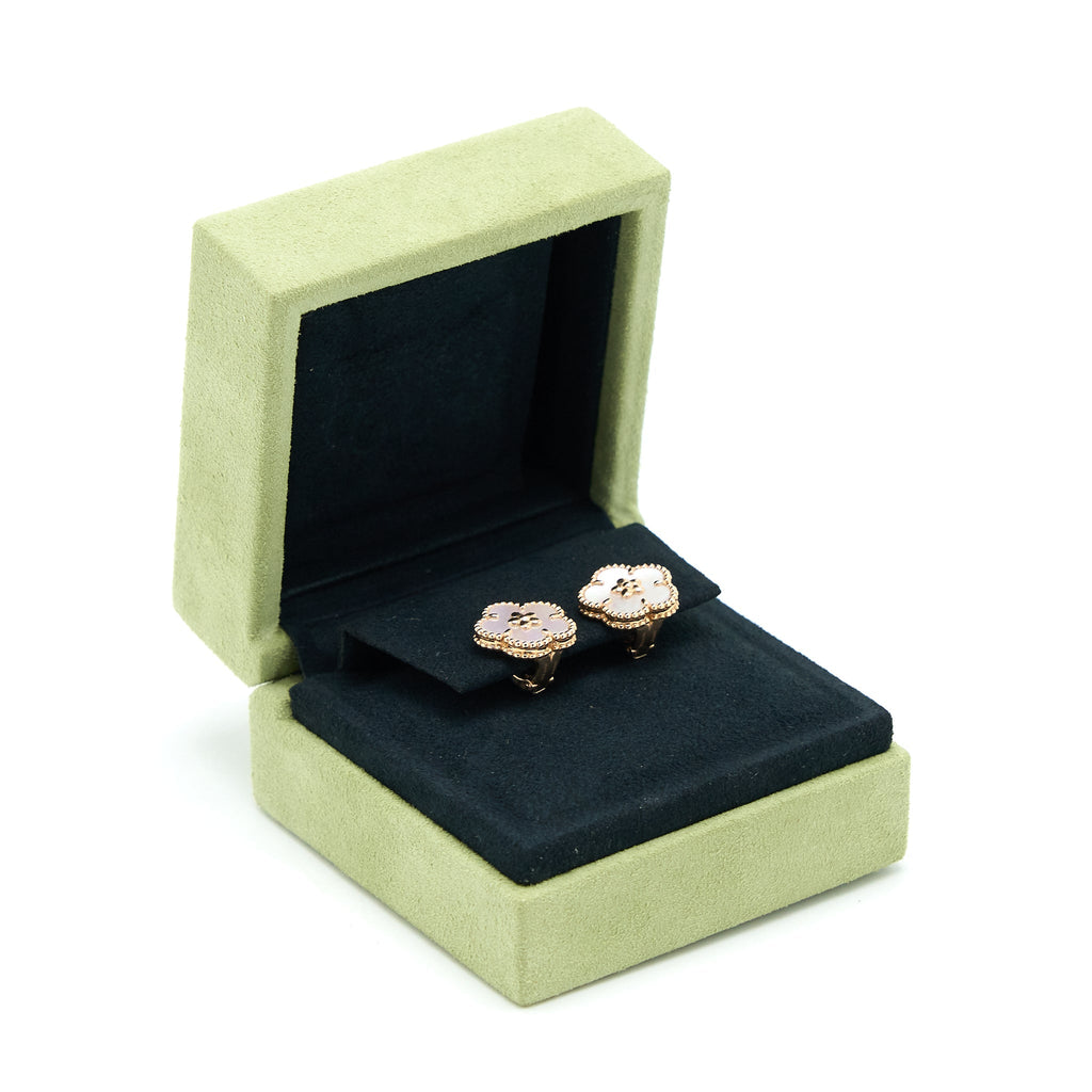 VAN CLEEF AND ARPELS LUCKY SPRING EARRINGS PLUM BLOSSOM MOTHER OF PEARL/18K ROSE GOLD