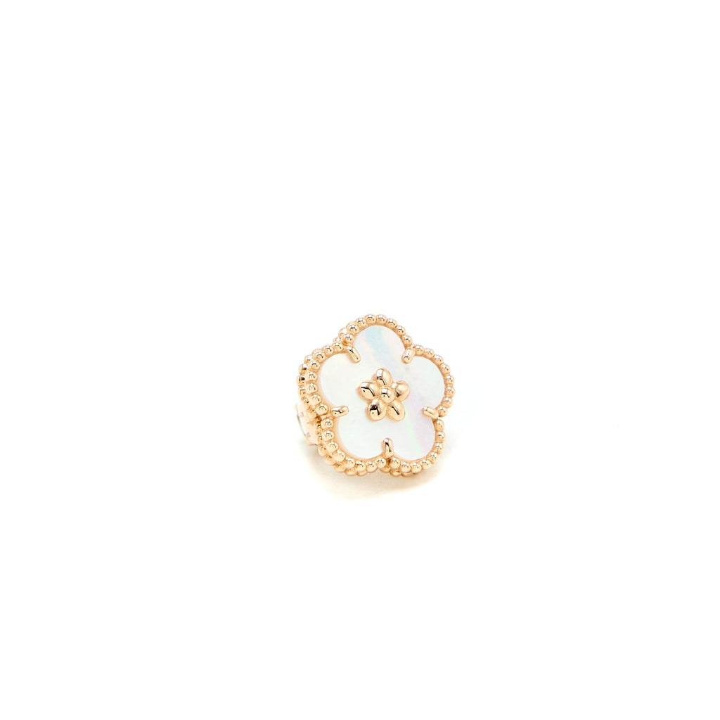 VAN CLEEF AND ARPELS LUCKY SPRING EARRINGS PLUM BLOSSOM MOTHER OF PEARL/18K ROSE GOLD