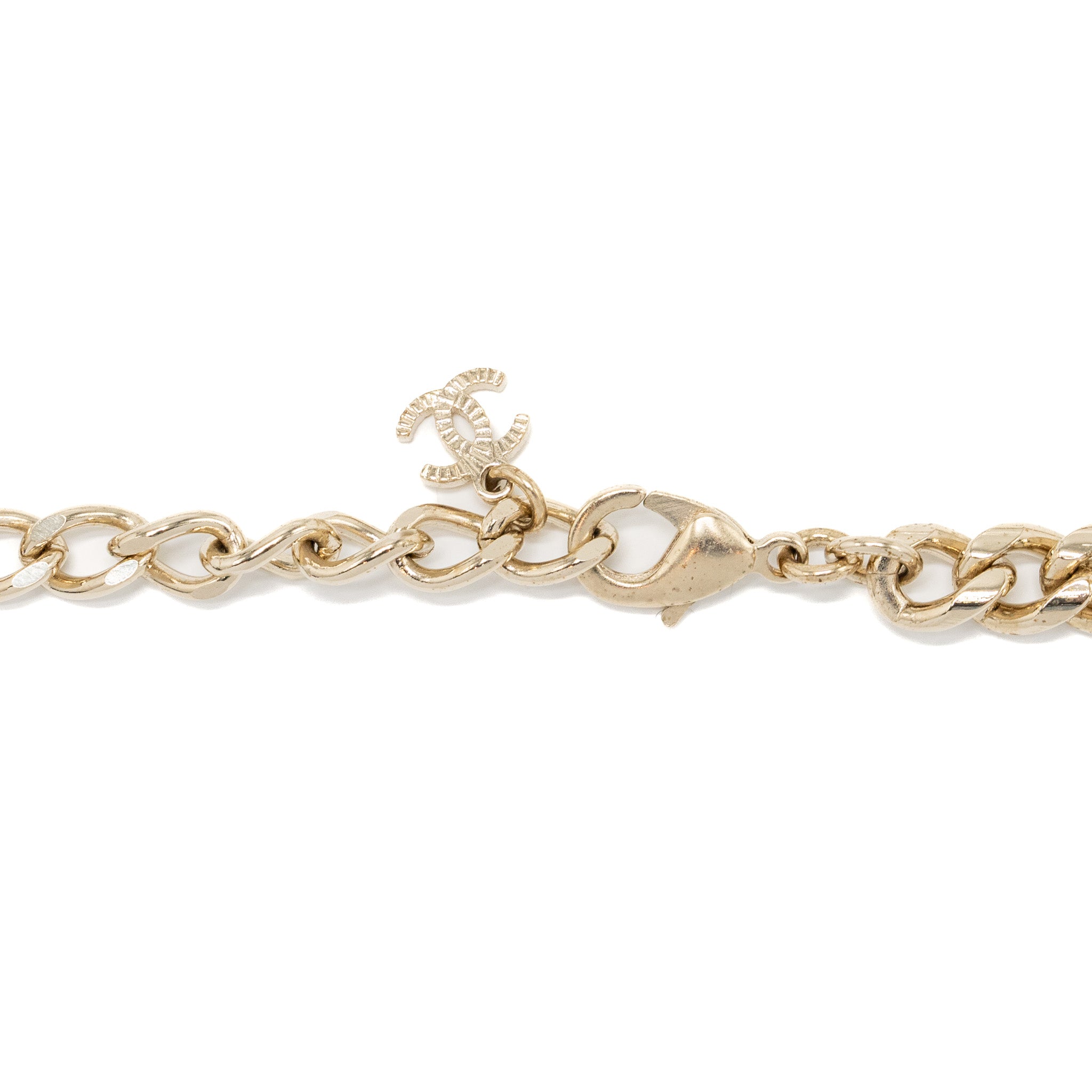 CHANEL PERFUME BOTTLE CHAIN CHOCKER / NECKLACE LIGHT GOLD TONE