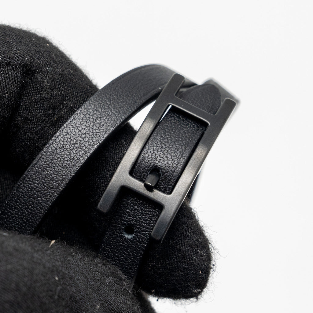 HERMES SIZE T6 BEHAPI DOUBLE TOUR BRACELET SWIFT SO BLACK