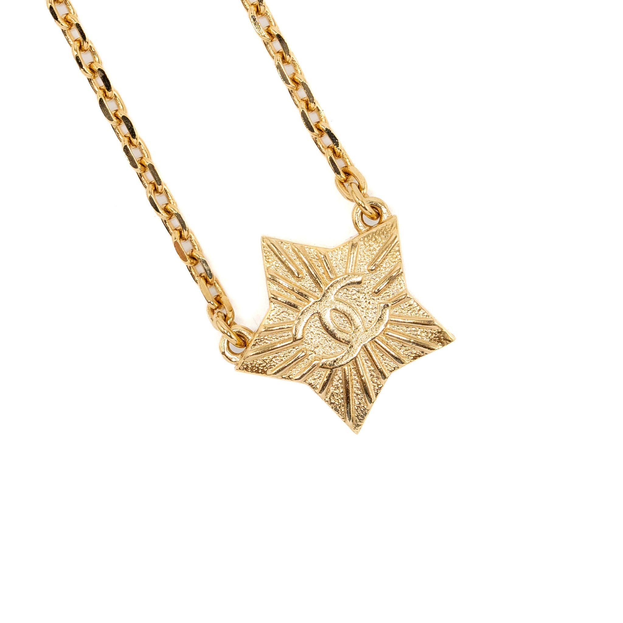 CHANEL STAR CC LOGO NECKLACE CRYSTAL/GOLD TONE