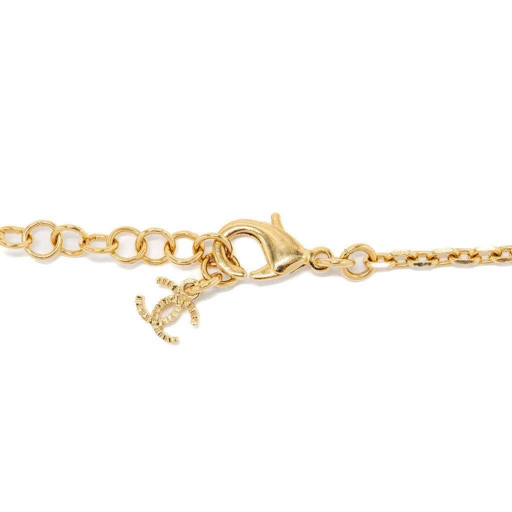 CHANEL STAR CC LOGO NECKLACE CRYSTAL/GOLD TONE
