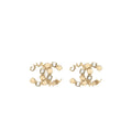 CHANEL LETTER AND SQUARE CC EARRINGS LIGHT GOLD TONE