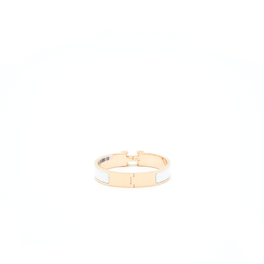 HERMES CLIC H BRACELET BLANC RGHW