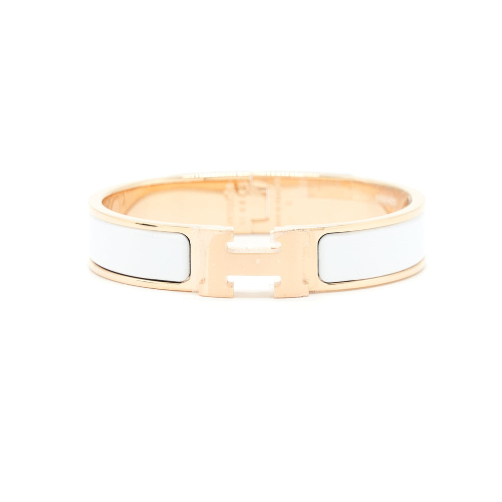 HERMES CLIC H BRACELET BLANC RGHW