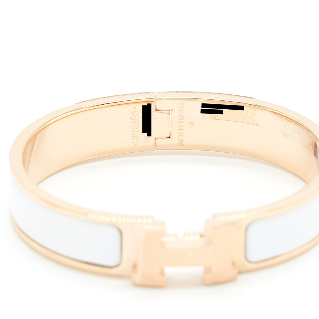 HERMES CLIC H BRACELET BLANC RGHW