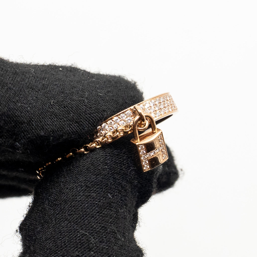 HERMES KELLY CADENAS DOUBLE RING ROSE GOLD WITH DIAMONDS