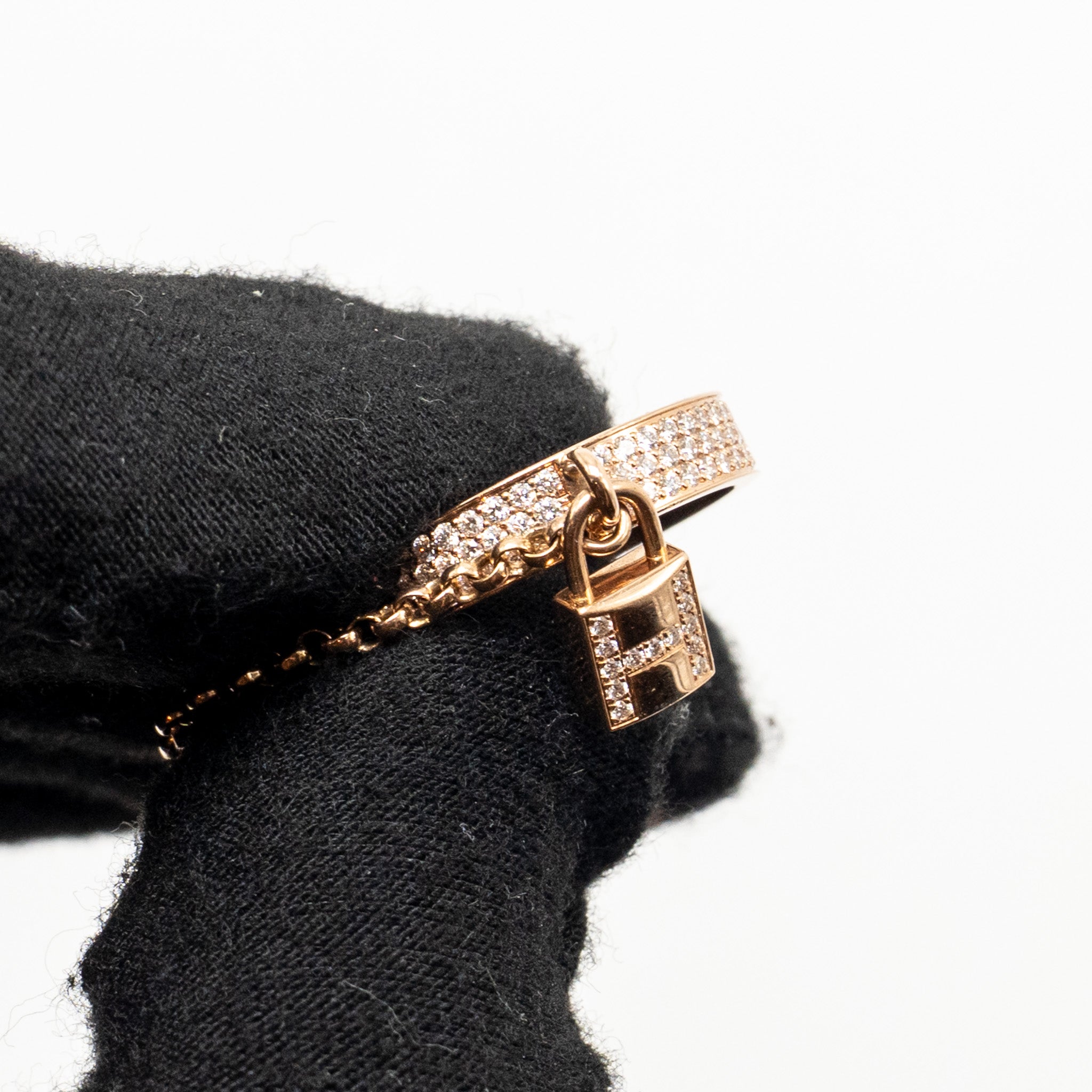 HERMES KELLY CADENAS DOUBLE RING ROSE GOLD WITH DIAMONDS