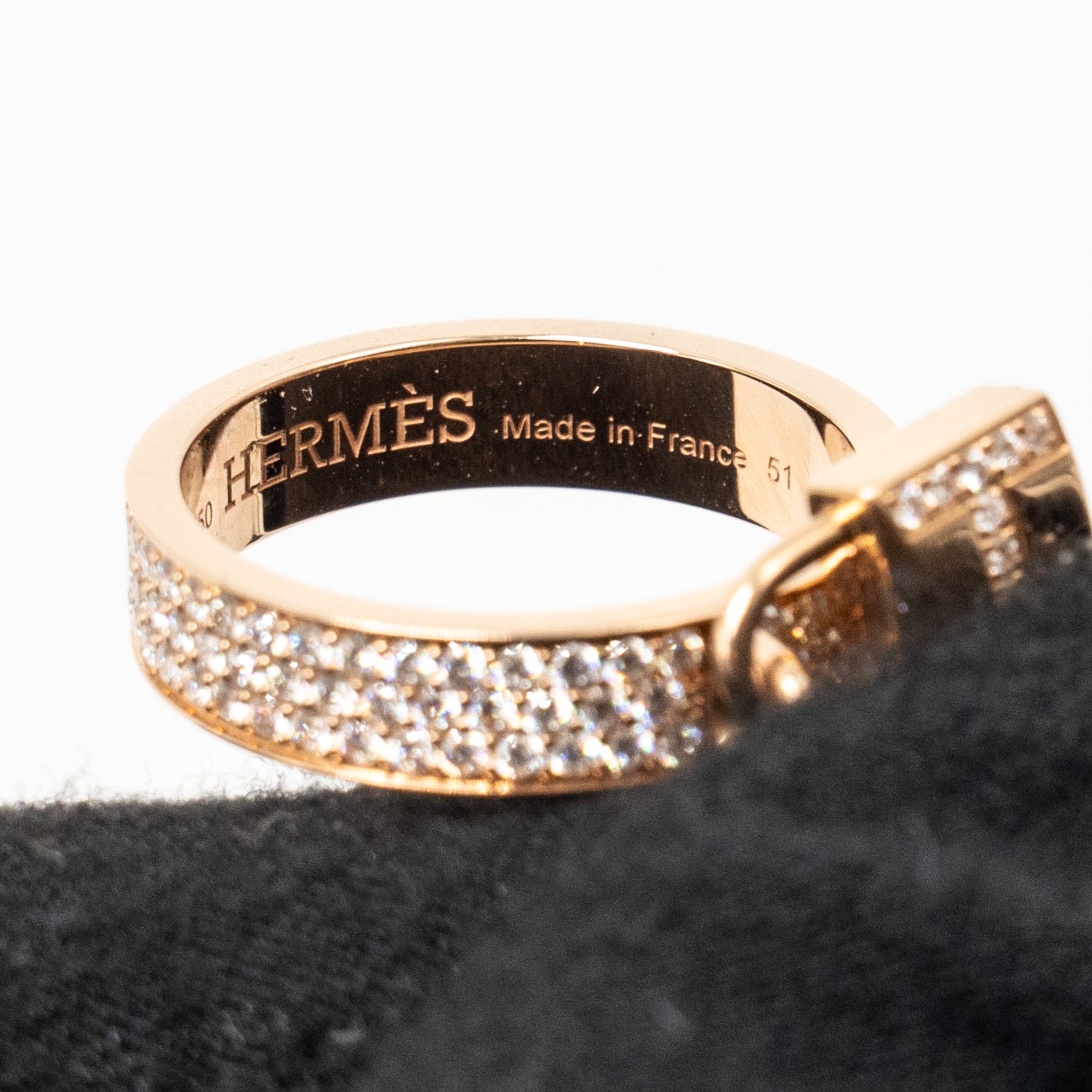HERMES KELLY CADENAS DOUBLE RING ROSE GOLD WITH DIAMONDS