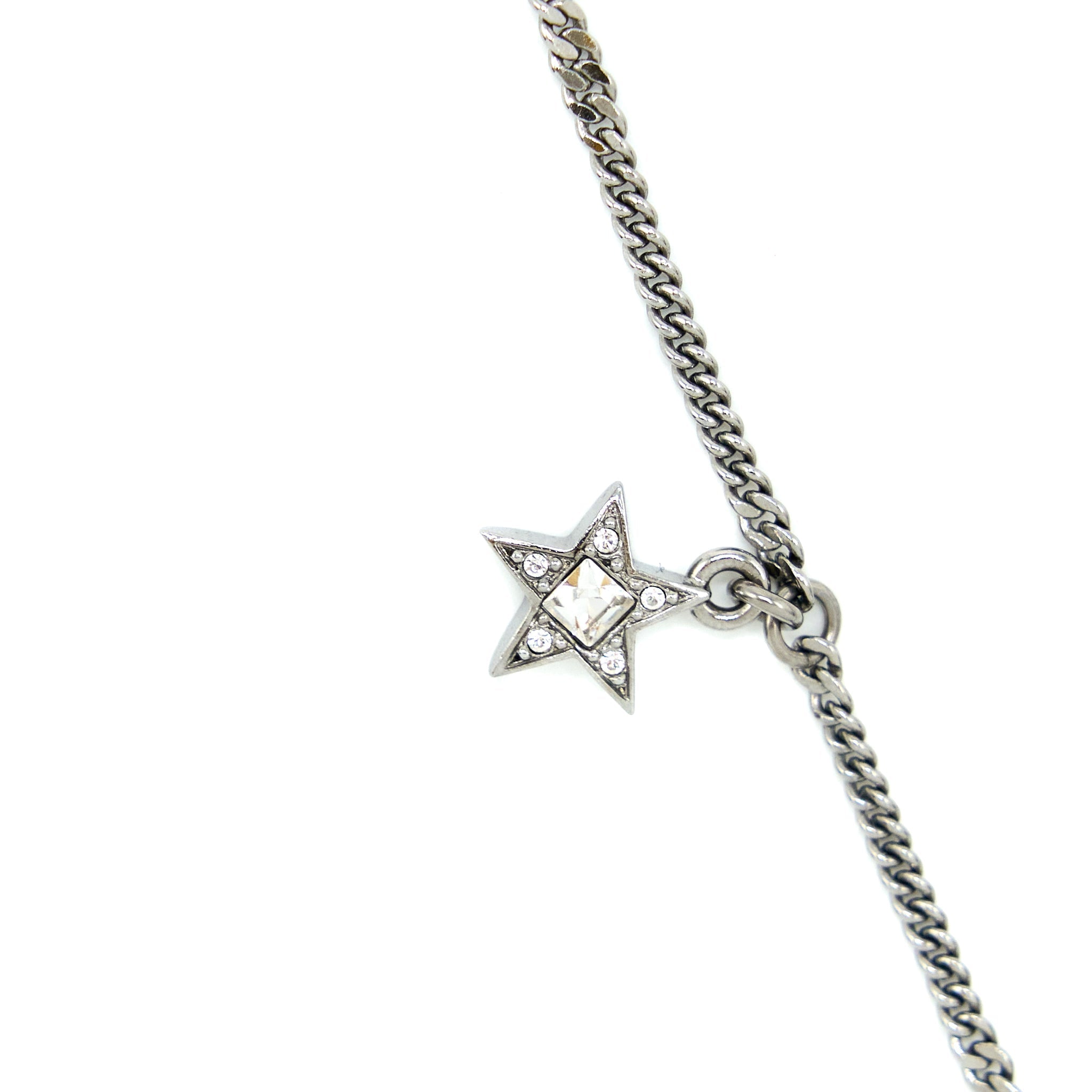 CHANEL CC LOGO AND A STAR NECKLACE SILVER TONE