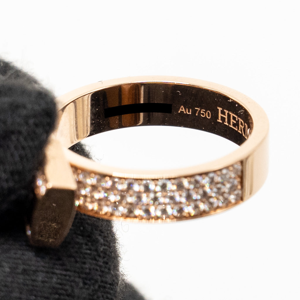 HERMES KELLY CADENAS DOUBLE RING ROSE GOLD WITH DIAMONDS