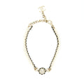 CHANEL 21S LEATHER CHAIN/PEARL/CRYSTAL CHOKER LGHW