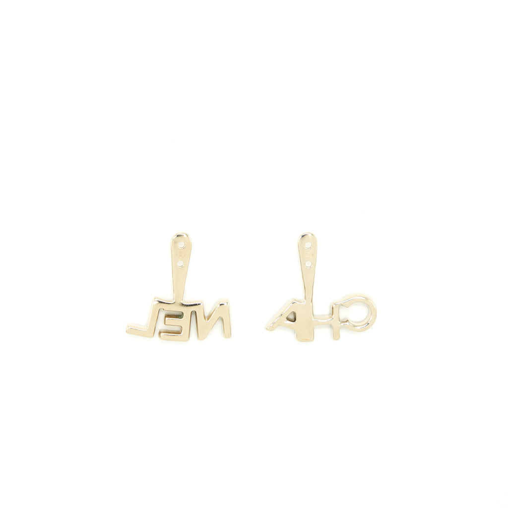 CHANEL PEARL/CC LOGO/LETTER DROP EARRINGS WITH CRYSTAL