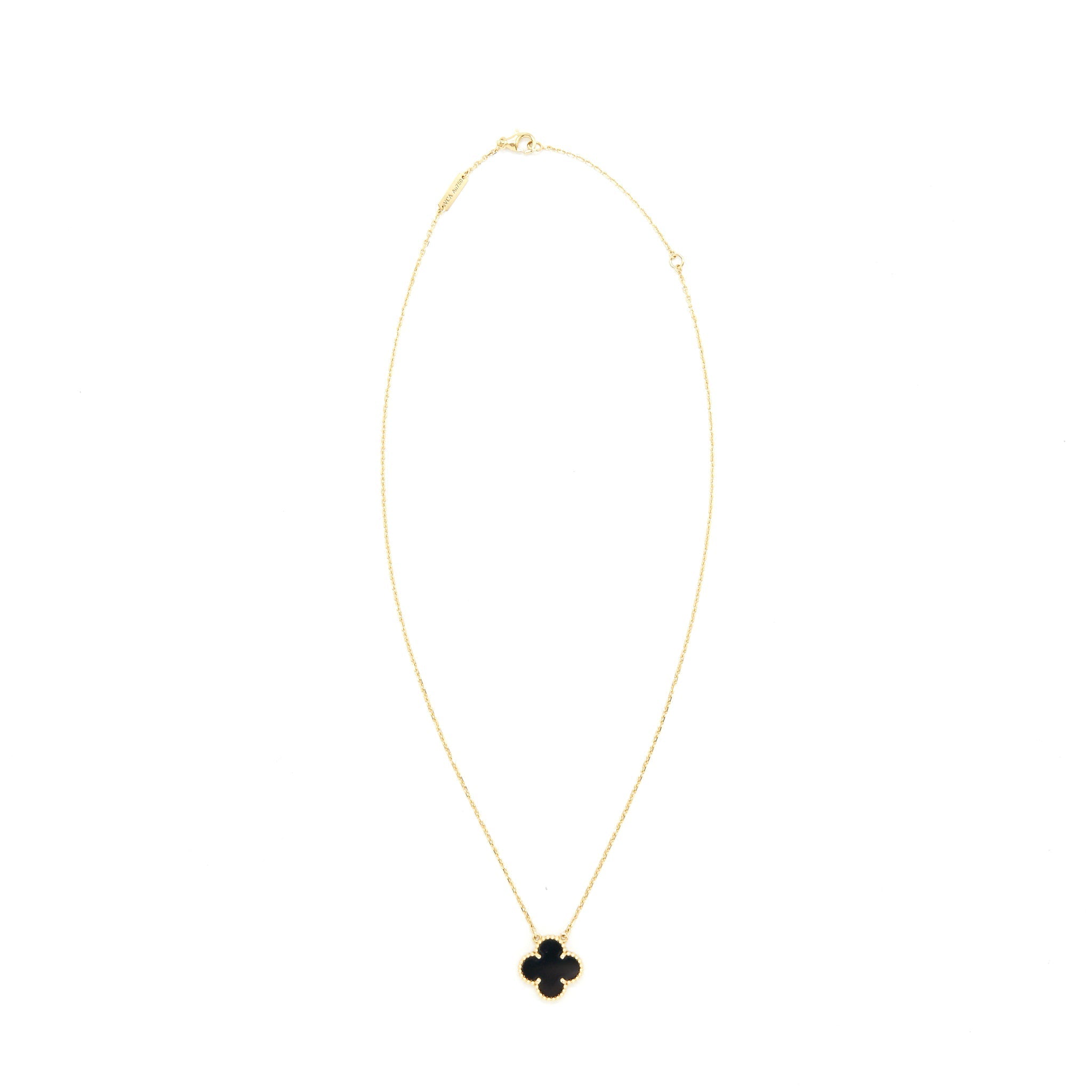 VAN CLEEF & ARPELS VINTAGE ALHAMBRA PENDANT ONYX AND YELLOW GOLD