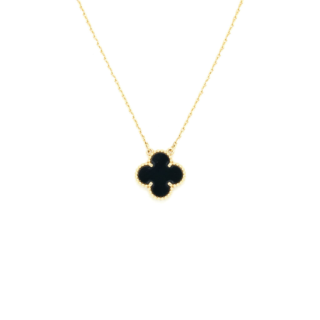 VAN CLEEF & ARPELS VINTAGE ALHAMBRA PENDANT ONYX AND YELLOW GOLD