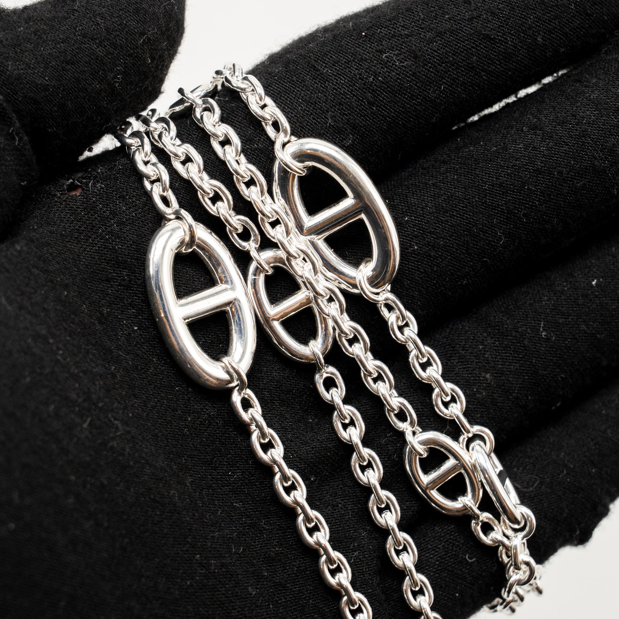 HERMES 120CM FARANDOLE LONG NECKLACE STERLING SILVER