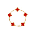 VAN CLEEF & ARPELS VINTAGE ALHAMBRA BRACELET 5 MOTIF CARNELIAN ROSE GOLD
