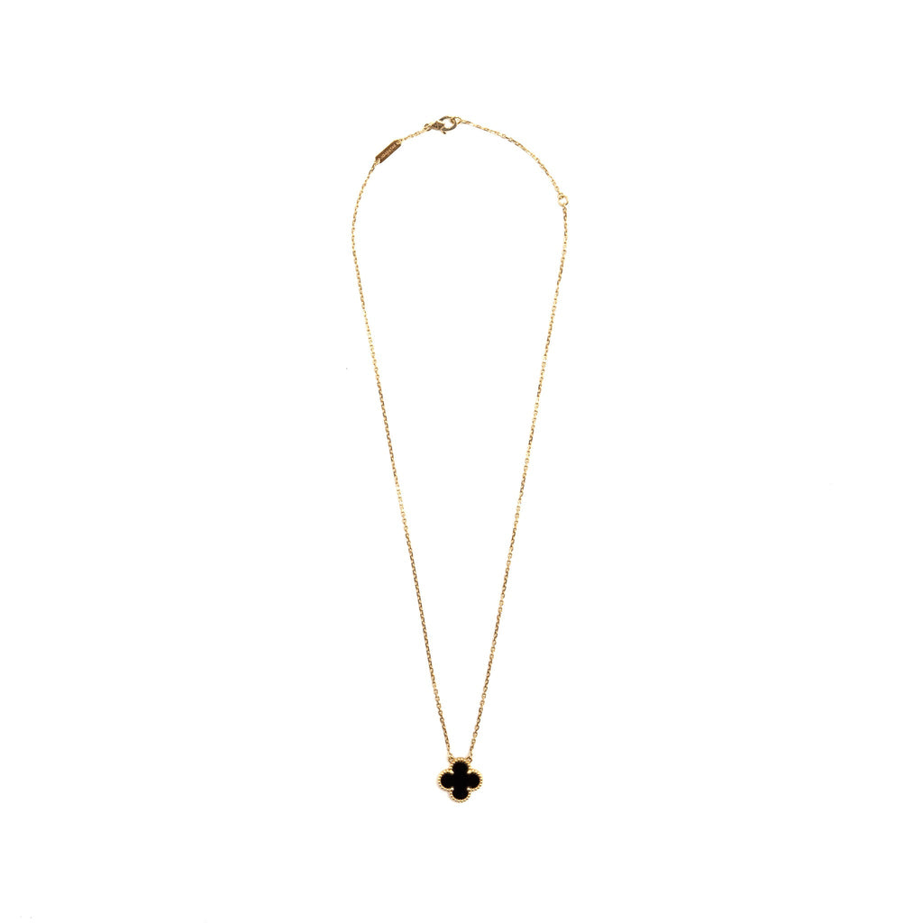 VAN CLEEF & ARPELS VINTAGE ALHAMBRA PENDANT YELLOW GOLD, ONYX