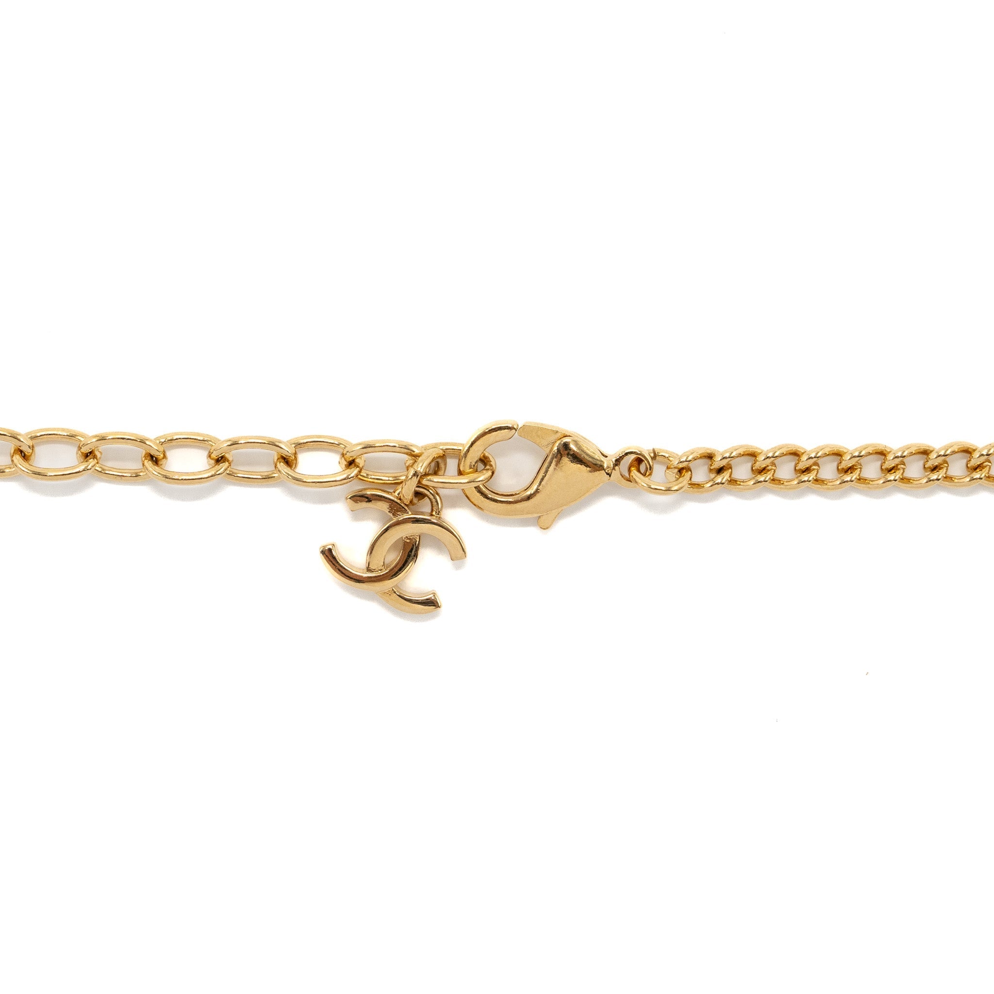 CHANEL GIANT CC LOGO NECKLACE GOLD TONE