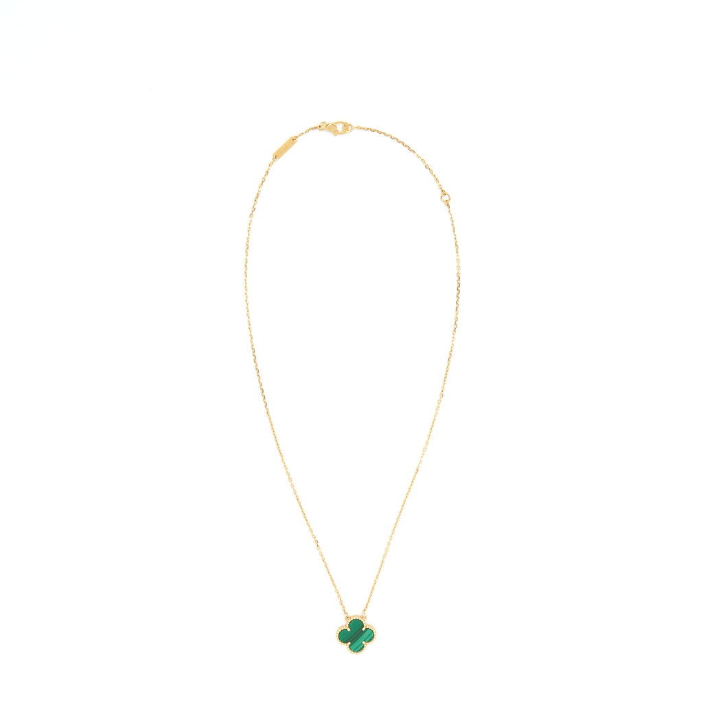 VAN CLEEF & ARPELS VINTAGE ALHAMBRA PENDANT YELLOW GOLD MALACHITE