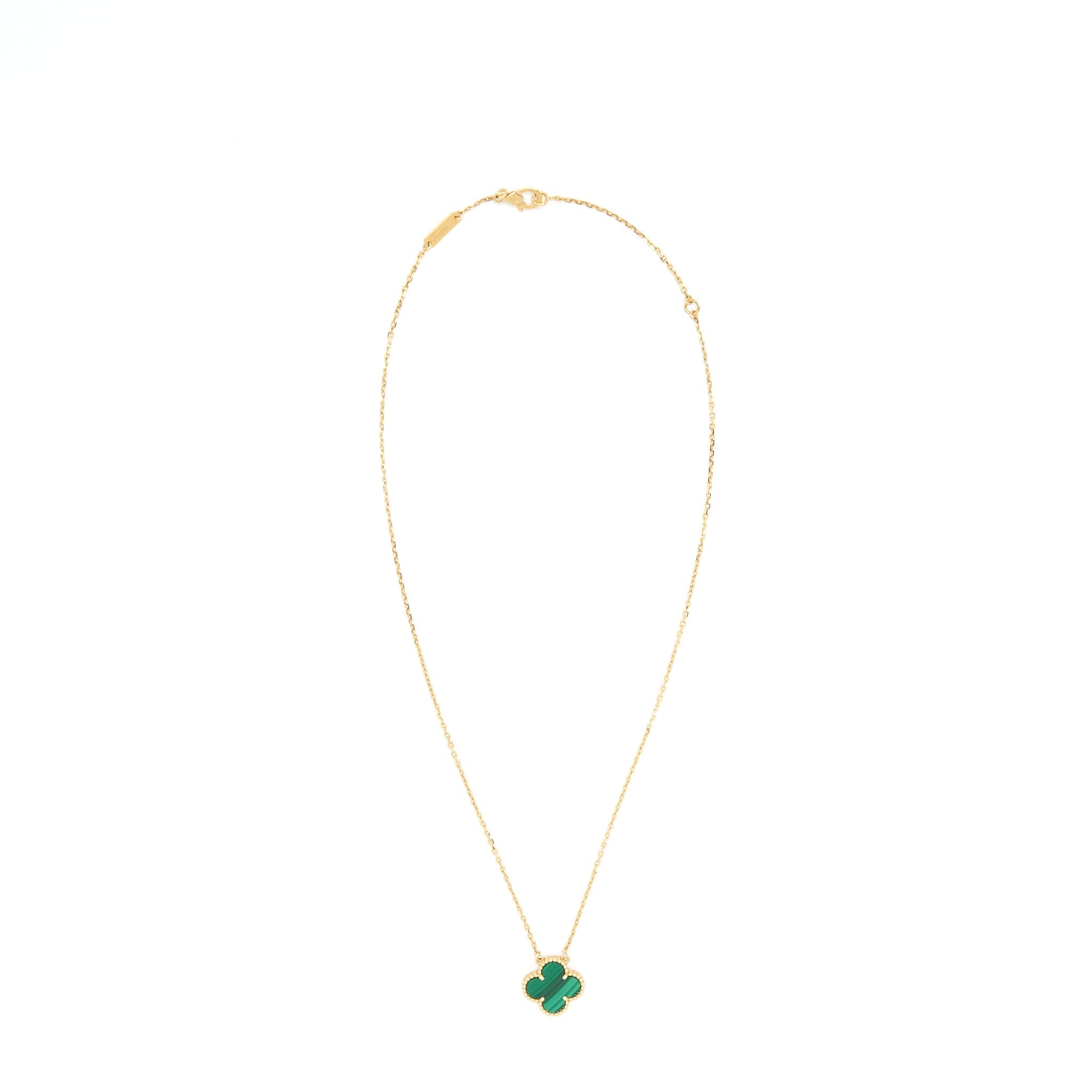 VAN CLEEF & ARPELS VINTAGE ALHAMBRA PENDANT YELLOW GOLD MALACHITE