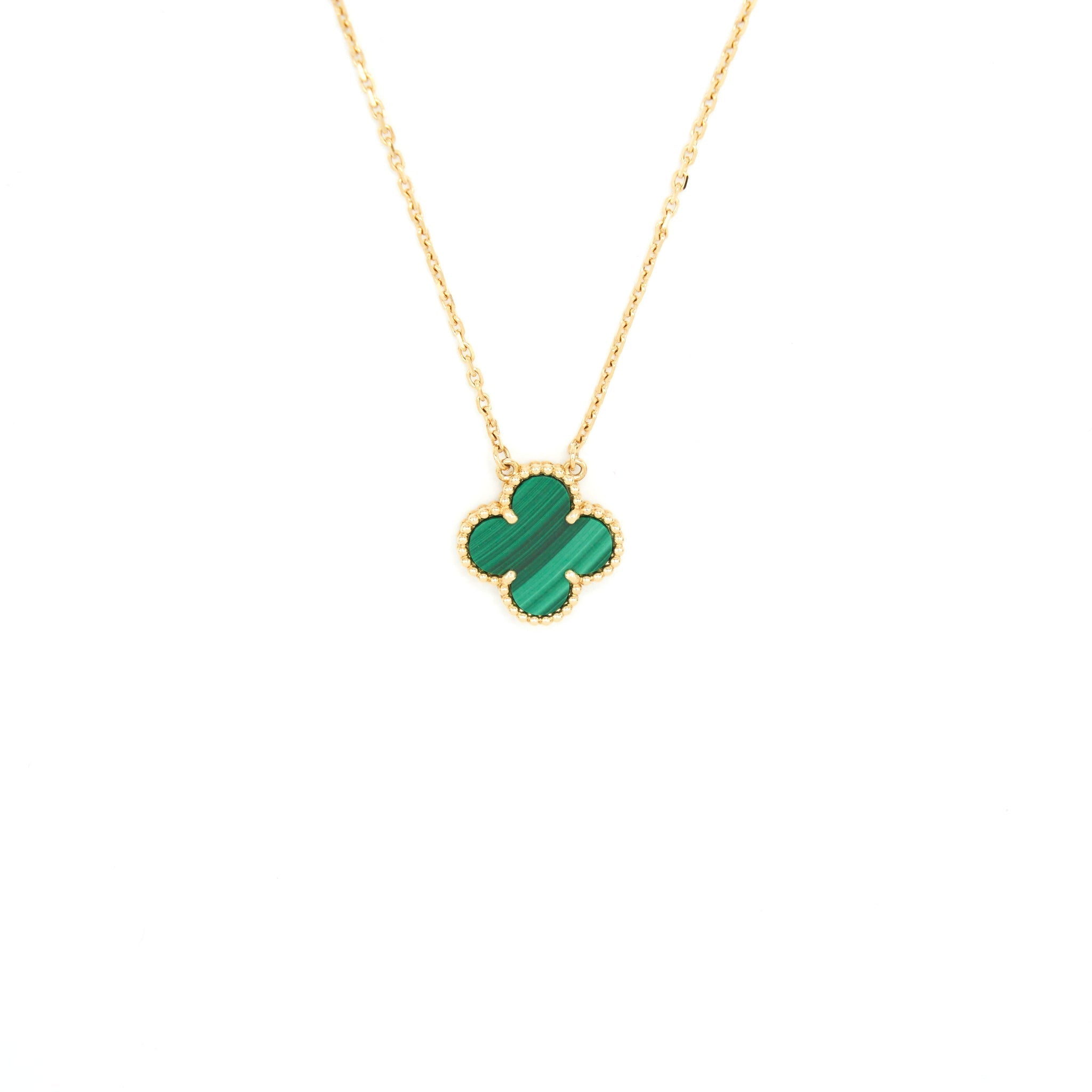 VAN CLEEF & ARPELS VINTAGE ALHAMBRA PENDANT YELLOW GOLD MALACHITE
