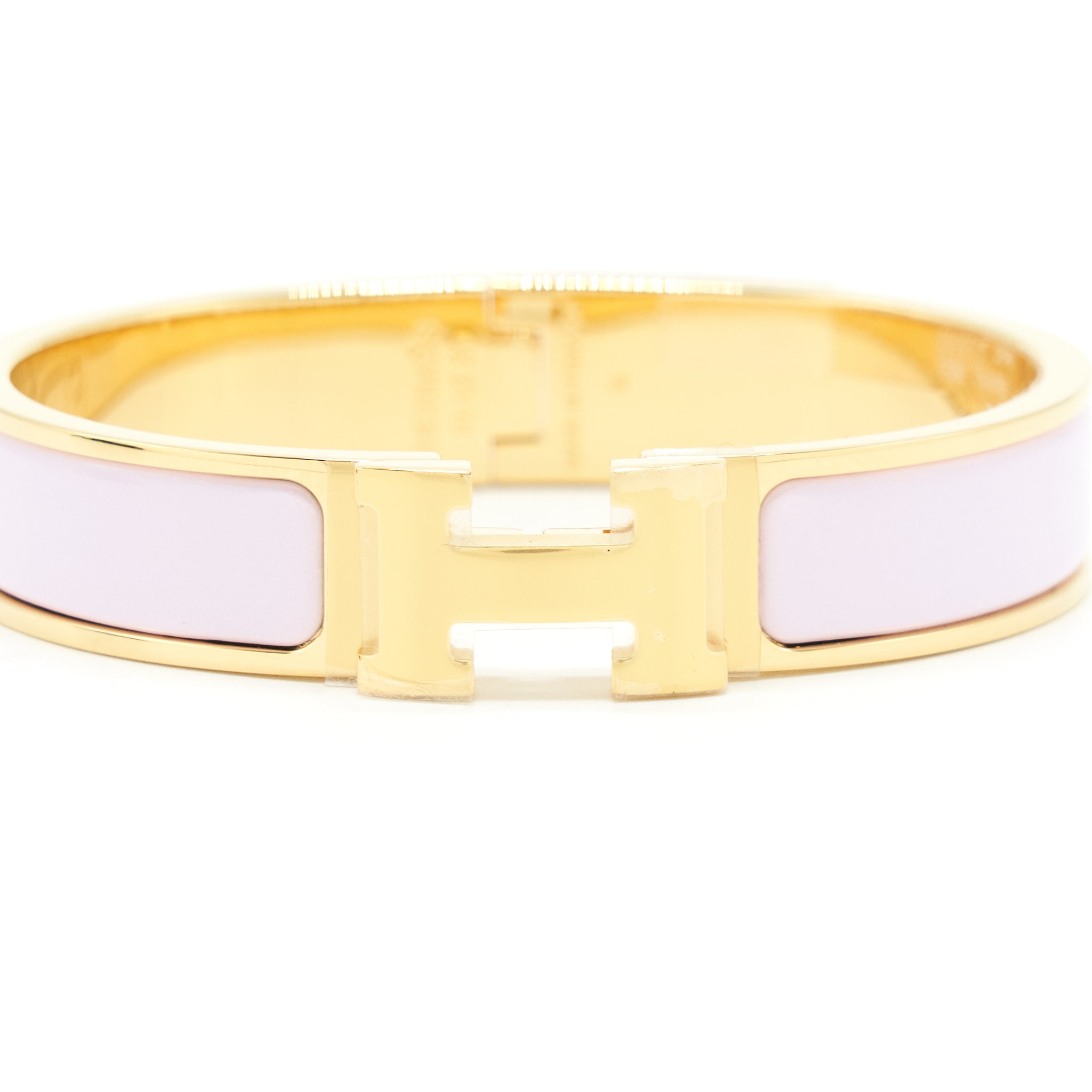 HERMES CLIC H BRACELET ROSE DRAGEE GHW