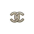 CHANEL CC CHAIN/ WHITE CRYSTAL / PEARL BROOCH