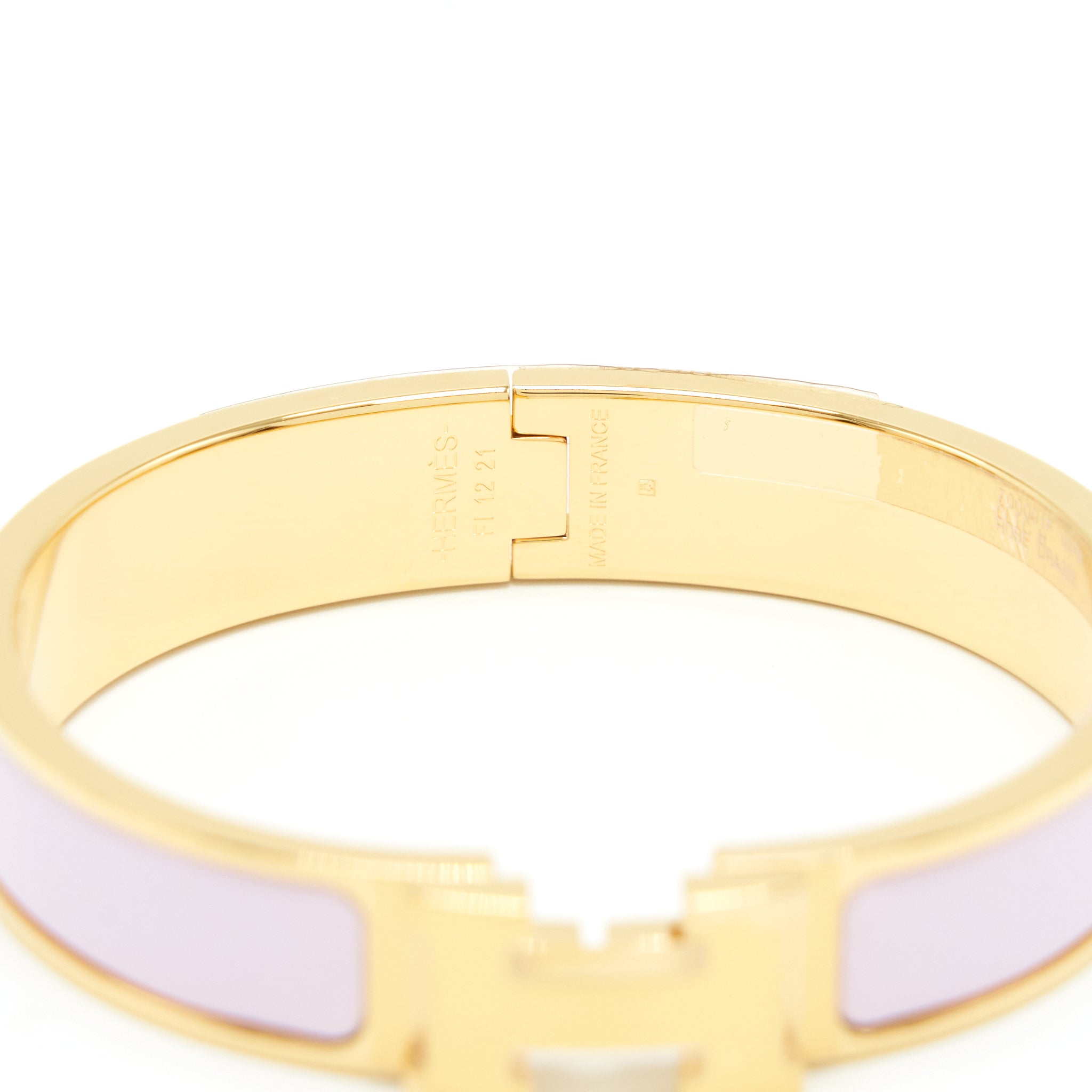 HERMES CLIC H BRACELET ROSE DRAGEE GHW