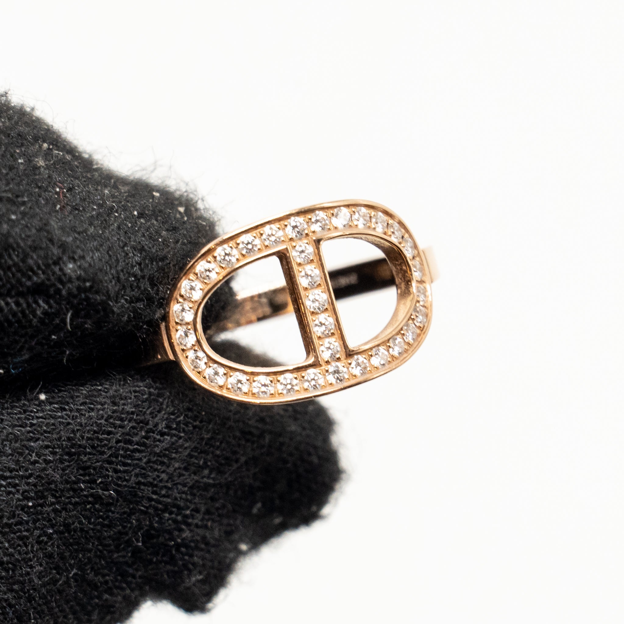 HERMES CHAINE D’ANCRE CONTOUR RING ROSE GOLD WITH DIAMONDS